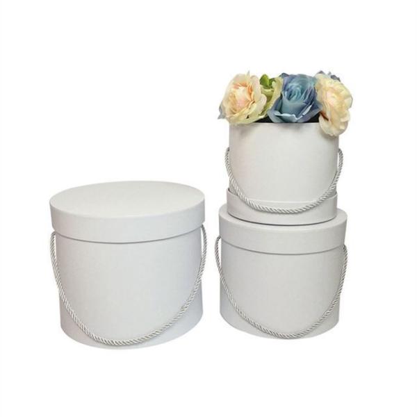 Different Color Custom Cardboard Gift Round Cylinder Bouquet Flower Box Packaging With Handle