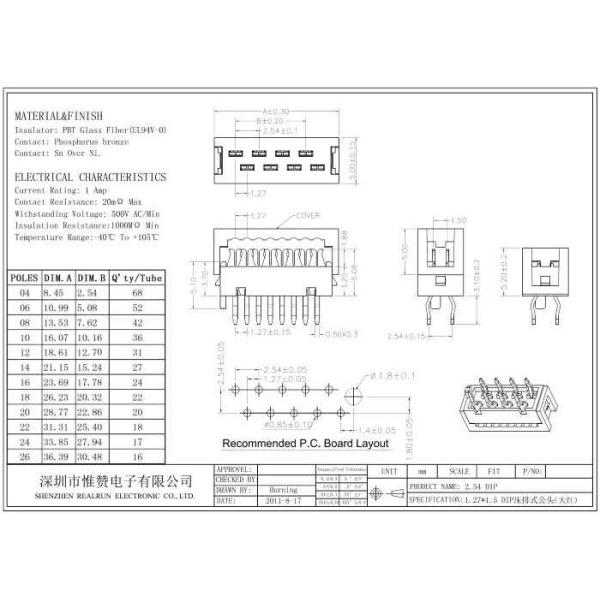 1.27 Mm Pitch IDC Connector 4 Pin Male Header Wire To Board IDC Socket