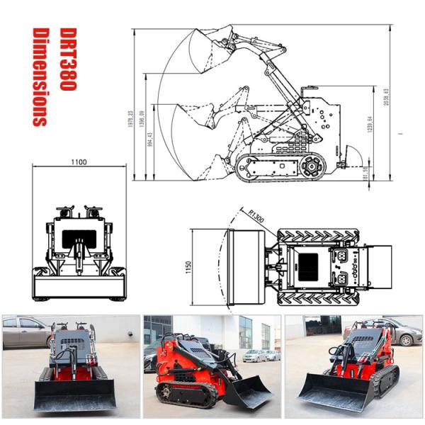 1950 x 1100 x 1300 mm Mini Skid Steer Loader with High Operating Efficiency