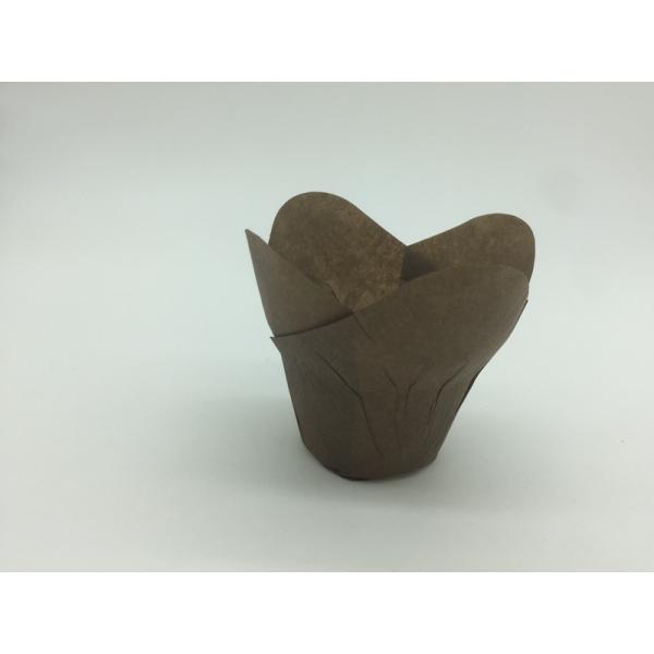 Brown Lotus Tulip Paper Baking Cups , OEM Tulip Muffin Cups Customized Size