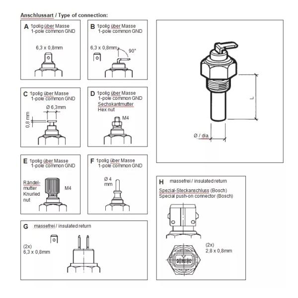 Npt3/8 1pin Brass Engine Automotive Temperature Switch