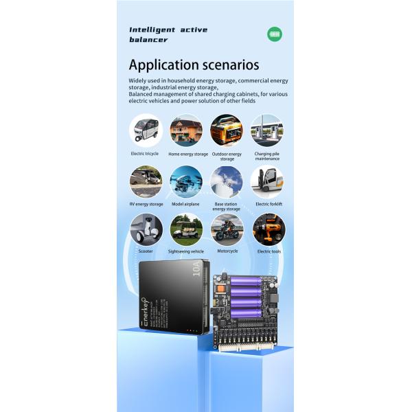 Enerkey 10a Lithium Balancer 2s-24s Lifepo4 Smart Active Balancer For 48V Battery Pack