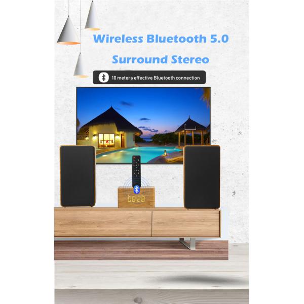 Multimedia Wood Bookshelf Speakers , Wireless Mini Hifi Bluetooth Speakers