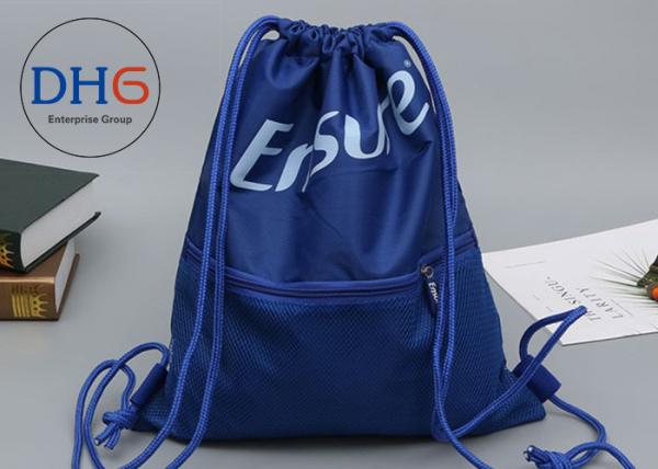 Cheap Small Personalized Drawstring Bag Backpack Custom Logo Easily Packed Mesh Outside for sale