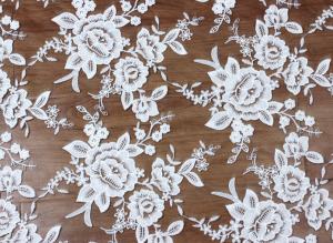 Quality Mesh Embroidery   Fabric  Fashion  Lace for Bridal Dress Black Ivory Double Color wholesale