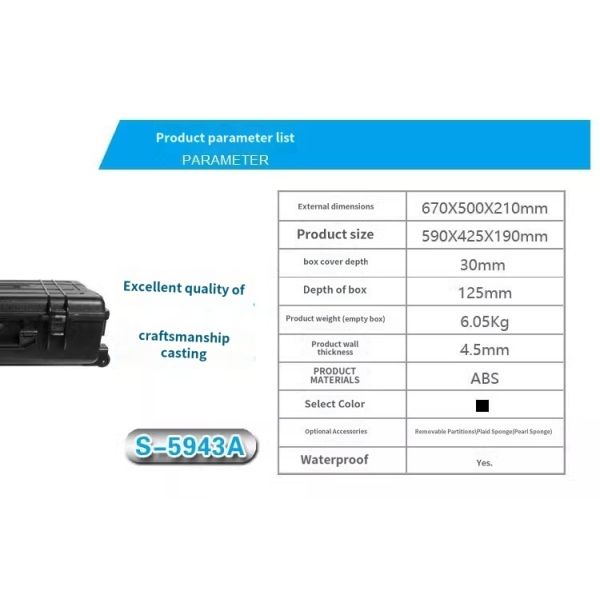 IP67 Waterproof Tool Storage Case with 304 Stainless Steel Chain and Physical Pressing Lock Mechanism