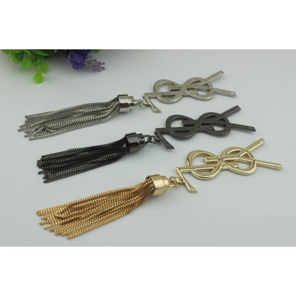Handmade DIY handbag accessories making 185 length zinc alloy metal cord end cap with tassel