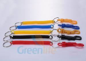 China Economical Expandable Coiled Key Lanyard With PP Belt Clip / Split Ring on sale