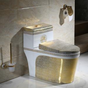Quality Luxury Bathroom Golden Single Piece Toilet Bowl Ceramic Sanitary Ware wholesale