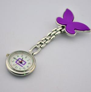 China Fashion Butterfly Metal Nurse Doctor Watch Clip Nurse Hang Watch With White Face, Brand Your Own Logo,10 Colors Stock on sale