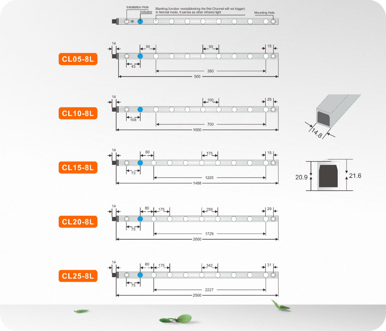 JUTAI CL Series Industrial Door Blanking Safety Light Curtain Multiple Parallel Infrared Rays