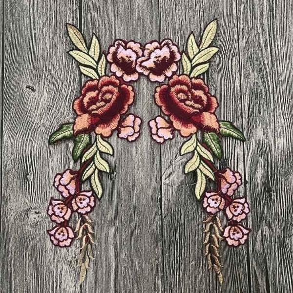 Cheap Colourful Floral Embroidered Applique Patches , Polyester Sew On Flower Appliques for sale