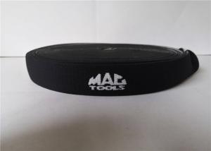 Quality 2.5 Cm Polyester Elastic Webbing Black Bottom White Words Custom Printed Pattern wholesale