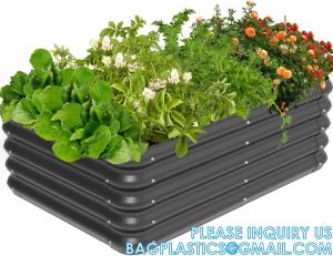 China Planter Boxs, Garden Boxes, Galvanized Steel Raised Garden Bed Kit Planter Raised Box With Safety Rubber Edging Strip on sale