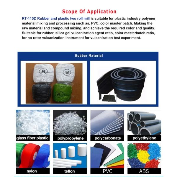 Open 2 Roll Rubber Mixing Mill Laboratory Electric Heating