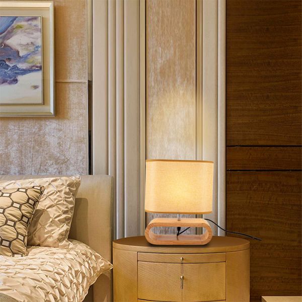Solid Wood Creative Personality Lamp American Bedroom Bedside Lamp Indoor Nordic Wood Art Study Table Lamp