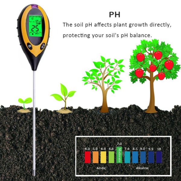 Soil Light Test Range 0-2000 PH Meter Moisture Tester for Potted Plants Gardens 4 in 1