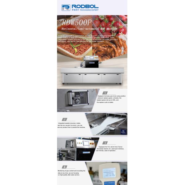 Horizontal MAP Packaging Machine Vacuum Tray Sealing Machine Stainless Steel