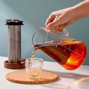 Quality Heat Resistant Glass Water Filter Pitcher 1100ml Hand Blown Cold Brew Coffee Maker wholesale