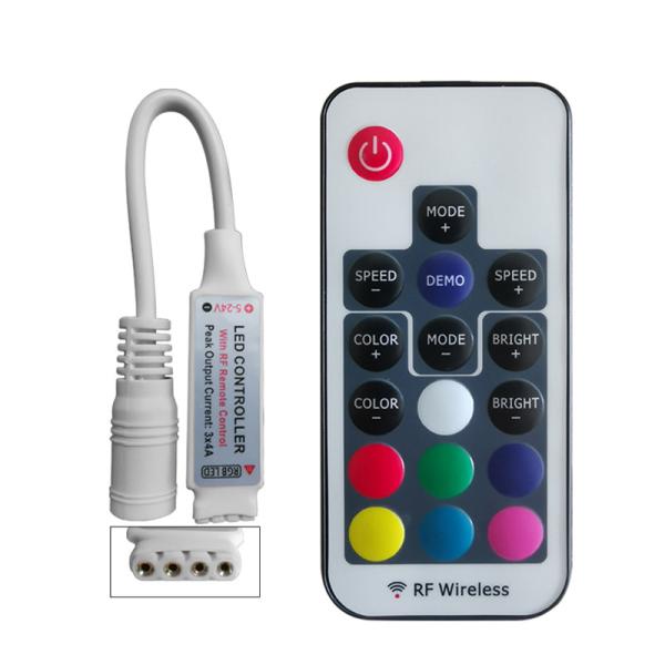 Mini LED RGB Controller RF 17 Key Wireless Remote Control For 5050 RGB LED Light