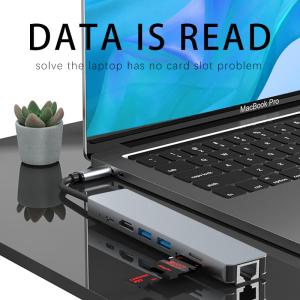 China Ethernet RJ45 100W USB C Port Hub 7 In 1 Type C Adapter With USB C To 4K HDMI 1Gbps on sale