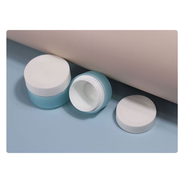 15g 20g 30g 50g Face Cream Blue Jar Matte PP Plastic Cream Jar With Golden Thread Lid