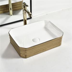 Quality Hotel Bathroom Sanitary Ware Plating Golden Countertop Face Hand Wash Basin wholesale