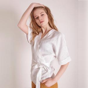 China Fashionable Women Linen Blouse on sale
