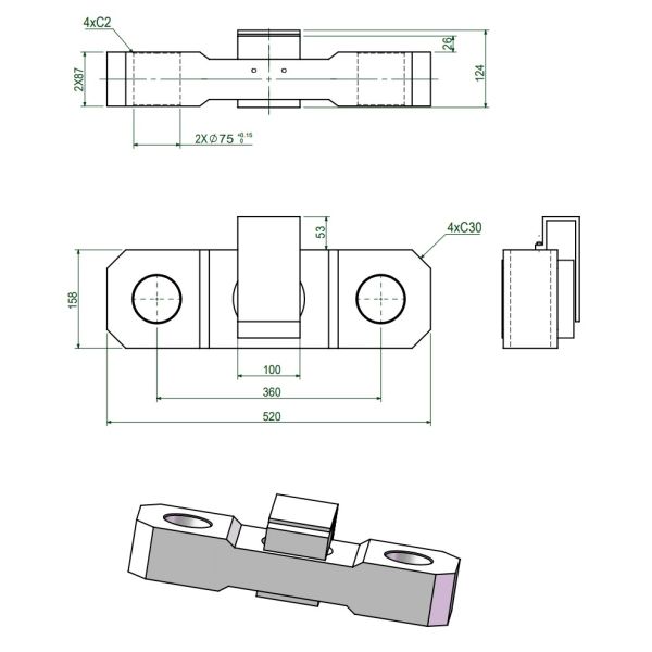 60 Ton 0.4% Tension Force Transducer , 20v Strain Gauge Force Transducer