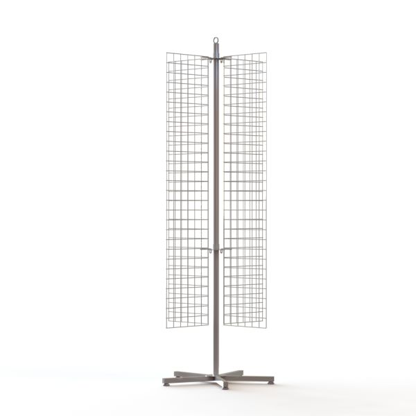 4 Wings Spinner Metal Floor Display Stands With Hooks Wire Grid