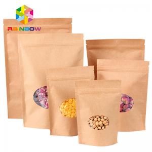Quality k Stand Up Pouch Kraft Brown Paper Bag For Dry Fruit Nut Candy Packaging wholesale