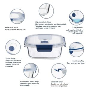 Customized Color Sprayed Stackable Glass Food Container with Vented Cool Lock PP