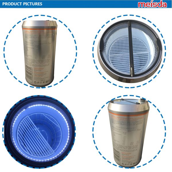 65L glass door display can cooler/ barrel shape refrigerator/round fridge/retro party cooler with wheel SC65Y