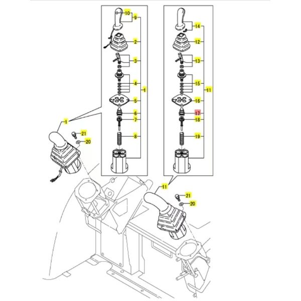 EX200 2 Pilot Foot Pedal Lever Bullet Pusher 9108066 Joystick Pusher 9107447