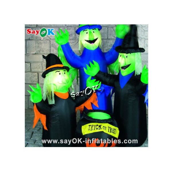 ​4x6ft Led Lighting Inflatable Halloween Witch With Cauldron