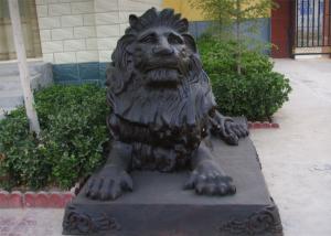 China Custom Cast Metal Antique Bronze Sitting Lion Statue for Outdoor on sale