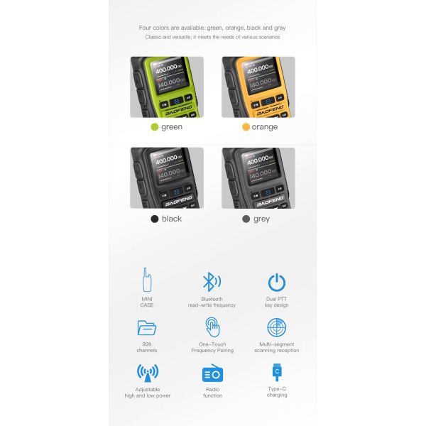 Baofeng UV-5R Mini Walkie Talkie with 0-10KM Talk Range IPX5 Water Resistance and 5W Output Power Two Way Radio