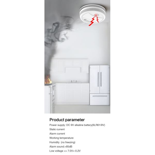 Tuya Smart Home Energy-saving Battery Power Supply Mobile App Push Wifi Smoke Detector