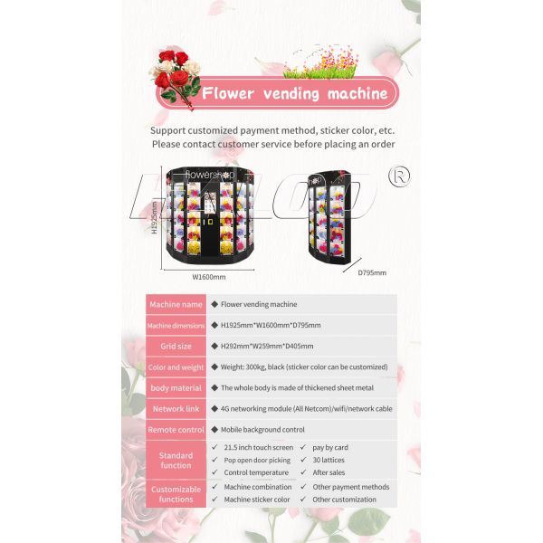 OEM ODM 24 Hour Flower Vending Machine Cooling Locker Vending Machine For Flowers