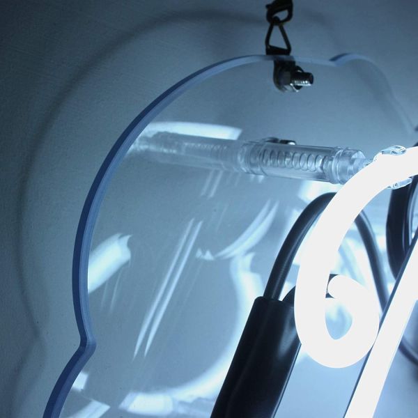 Blessed Neon Sign 15 x 4 Inch Handmade Glass 3D Visual Effect White Neon Light Plug-in Novelty Night Light Hanging Decor