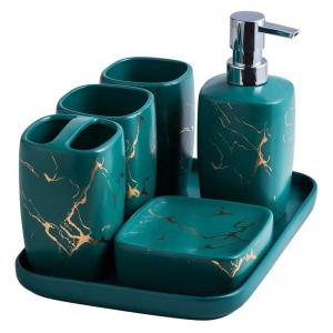 China Custom Luxury Ceramics Bathroom Accessories , Marble Bathroom Sets For Home Hotel Gift on sale