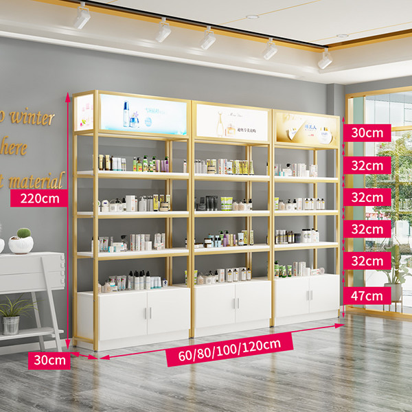 High Metal And Wood Shelving Unit For Skin Care, Product Adjustable Display Shelves,storage and shelving units