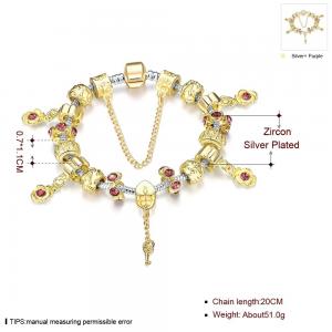 Quality SJ Bonzer Rose Flower Key Charm Bracelet Magnet Buckle Cubic Zirconia Dubai Jewelry Handmade Gold Bead Bracelet wholesale