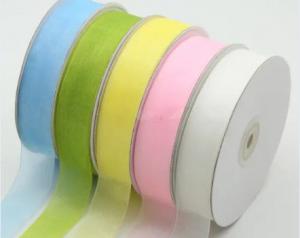 Quality Organza Bulk Silk Ribbon , Double Faced Silk Satin Ribbon Screen Printing Process wholesale