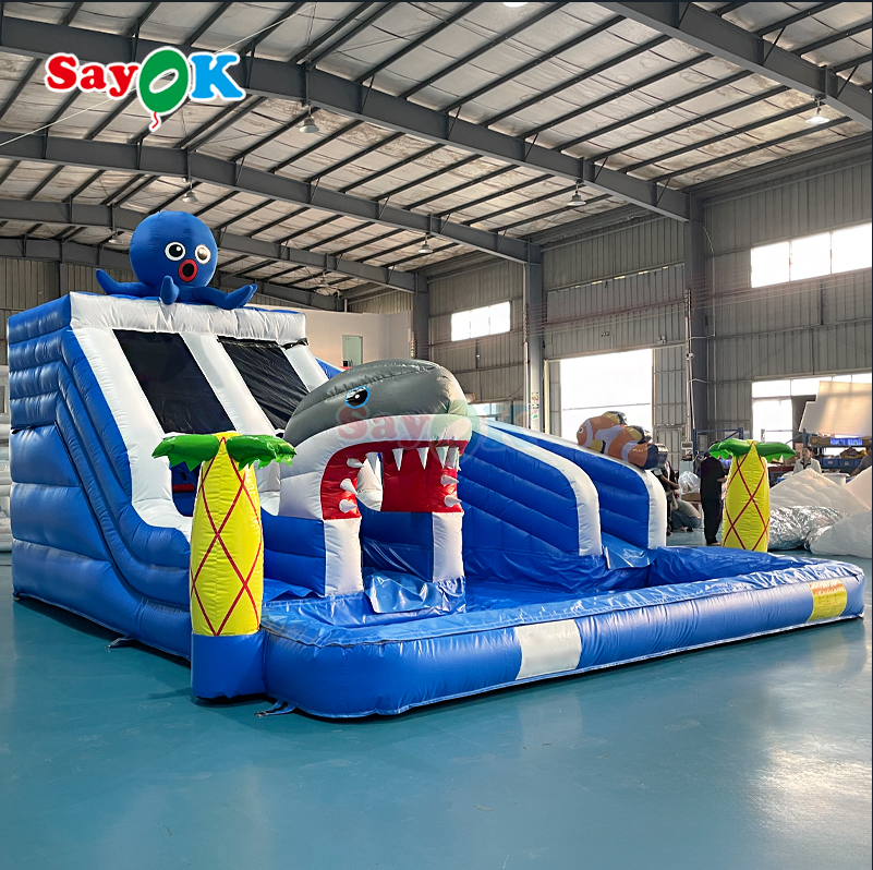 Large Inflatable Combo Slide Shark Inflatable Water Slide Pool Commercial Inflatable Water Slide for Wholesale