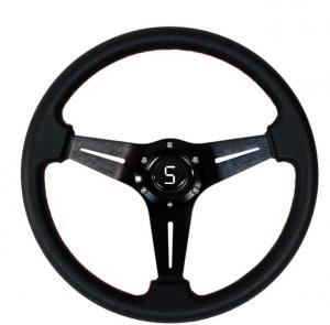 China 13.5 Inch Golf Cart Steering Wheels Black Three Spoke Slotted on sale