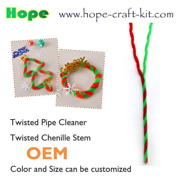 Twisted 2 colours chenille stems pipe cleaners for hobbies & children DIY hand-crafted material