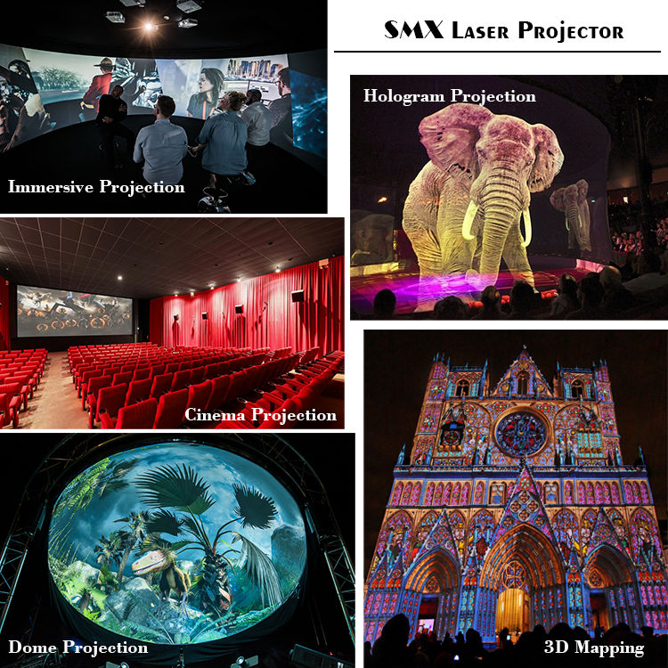 12000 Lumen 3D Projection Mapping Projector Motorized Lens Maintenance Free