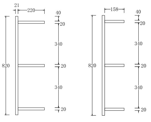 SGS 1650mm Height 3 Layer Aluminum Frame Wall Bookshelf