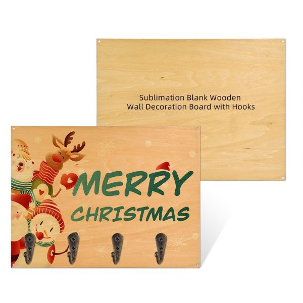 Customized Wall Mounted Key Hook Board Modern Sublimation Wooden Key Hanger Wall Decoration Board